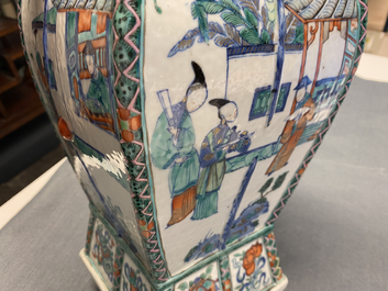 A Chinese doucai vase with elephant handles, Qianlong/Jiaqing